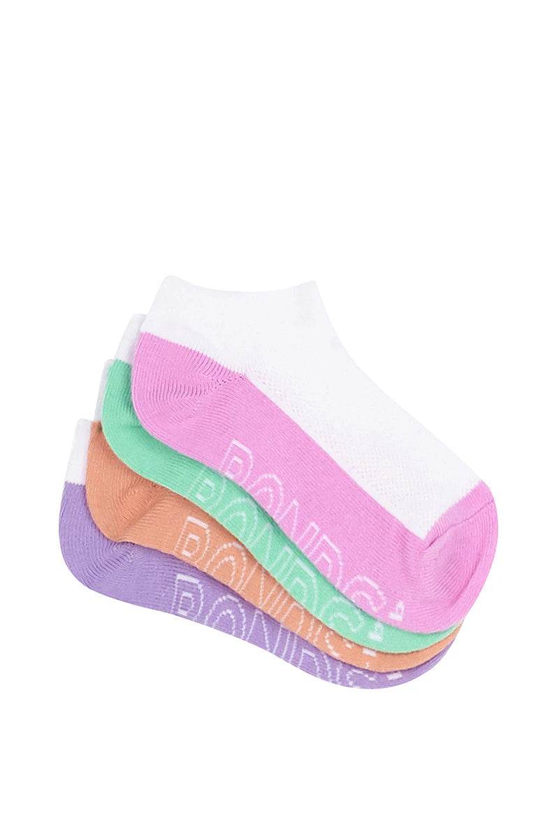Bonds Kids Logo Light Low Cut Socks 4 Pack - White/Pink/Green/Orange/Purple - Outlet Shop For Kids