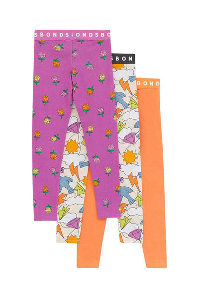 Bonds Kids Next Gen Legging 3 Pack - Rose Garden - Outlet Shop For Kids