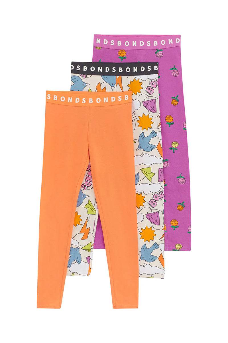 Bonds Kids Next Gen Legging 3 Pack - Rose Garden - Outlet Shop For Kids