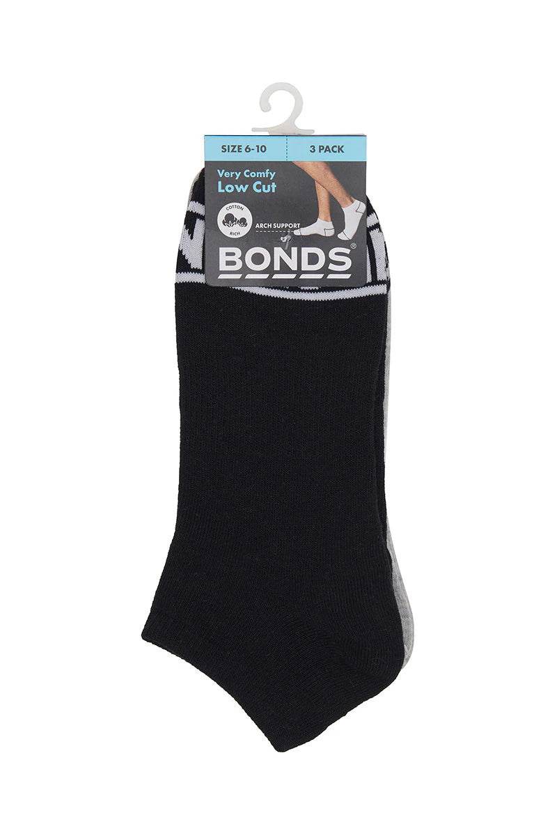 Bonds Mens Bonds 100 Trainer 3 Pack - Black/Grey/White - Outlet Shop For Kids