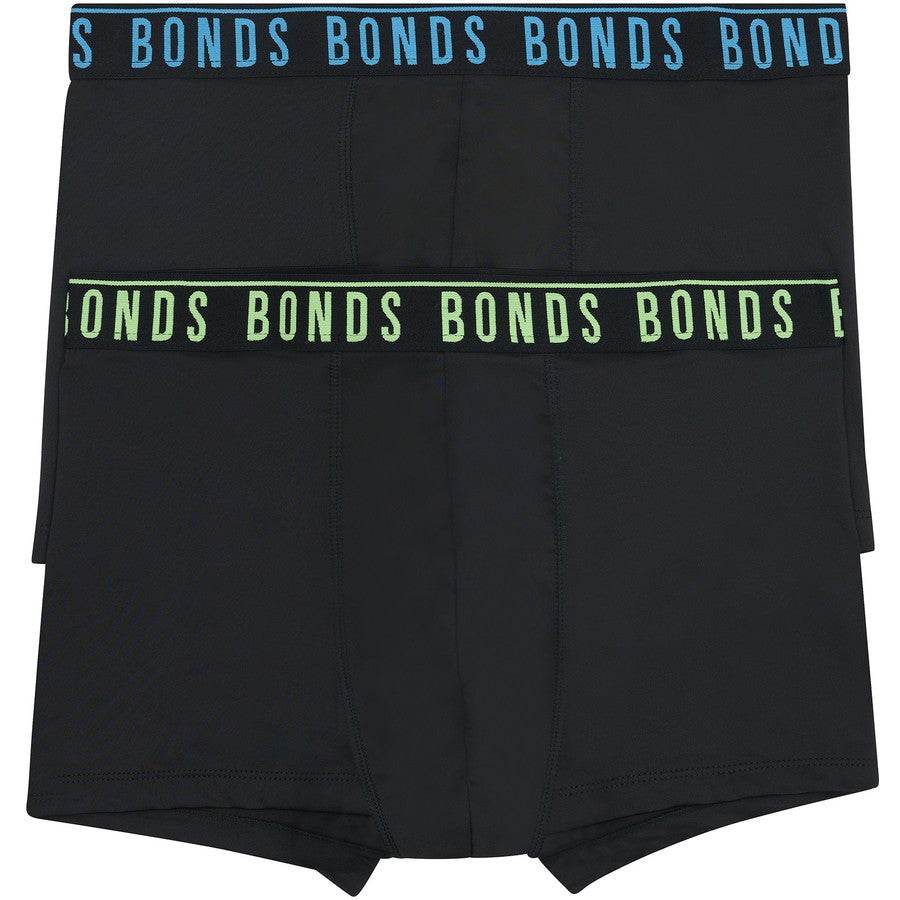 Bonds Men's Everyday Microfibre Trunks 2 Pack - Black/Yellow/Blue - Outlet Shop For Kids