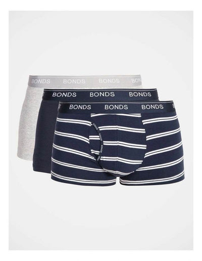 Bonds Mens Guyfront Trunk 3 Pack - Stripe/Grey/Navy - Outlet Shop For Kids