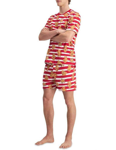 Bonds Men's Sleep Tee And Short Set in Red - Gingerbread Parade - Outlet Shop For Kids