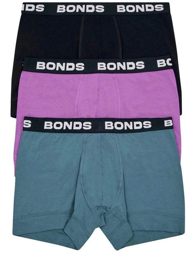 Bonds Men's Total Package Trunk 3 Pack - Black/Grapeness - Outlet Shop For Kids