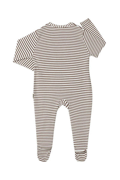 Bonds Newbies Rib Zippy - Rosewood Oddity Brown & Marscarpone Stripe - Outlet Shop For Kids