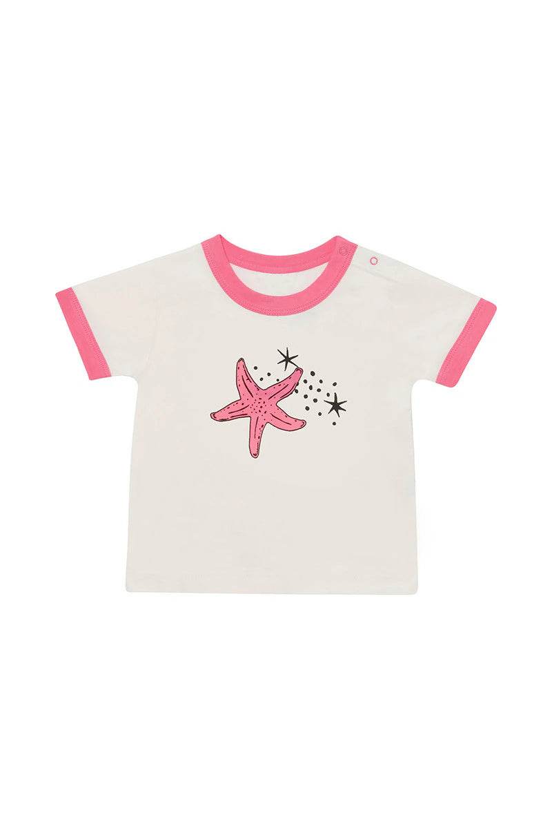 Bonds Ringer Tee - Starry Seaside White/Pink - Outlet Shop For Kids