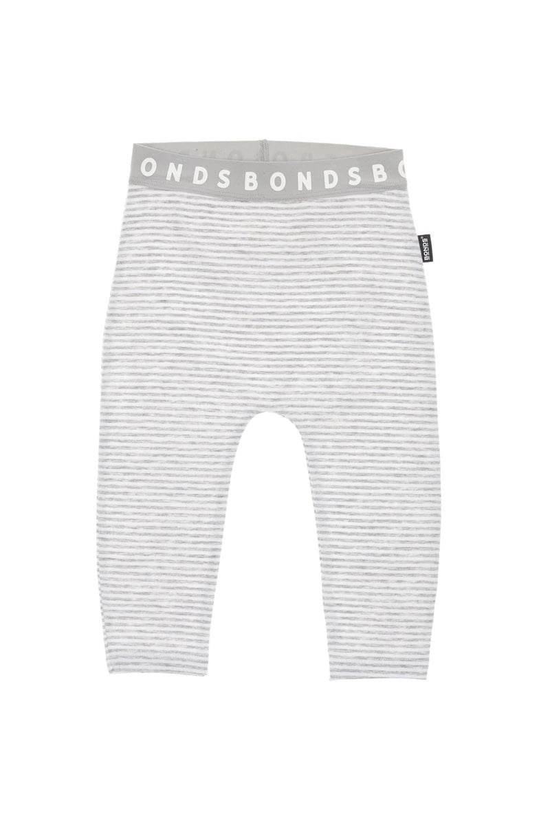 Bonds Stretchies Leggings - Grey & White Stripe - Outlet Shop For Kids
