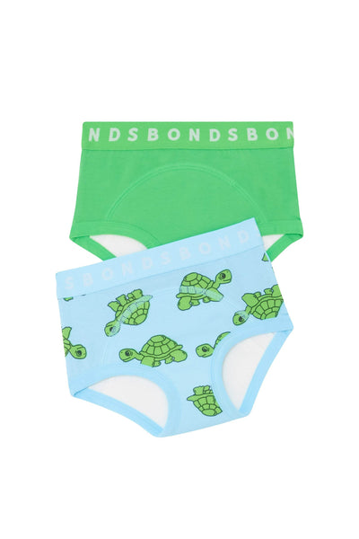 Bonds Whoopsies Toilet Training Undies 2 Pack - Slow & Steady/Major Key Green - Outlet Shop For Kids