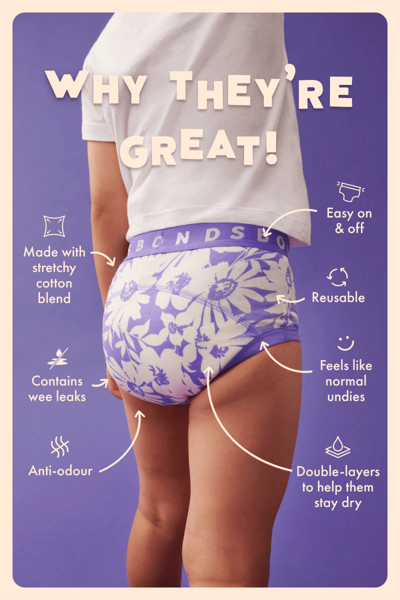 Bonds Whoopsies Toilet Training Undies 2 Pack - Stompy Dino/ La Femme Nikita - Outlet Shop For Kids