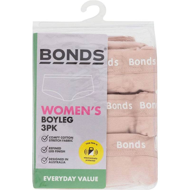 Bonds Womens Boyleg 3 Pack - Base Blush - Outlet Shop For Kids