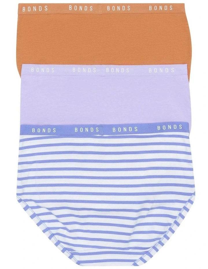 Bonds Womens Cottontails Full Brief 3 Pack - Still Life Stripe - Outlet Shop For Kids