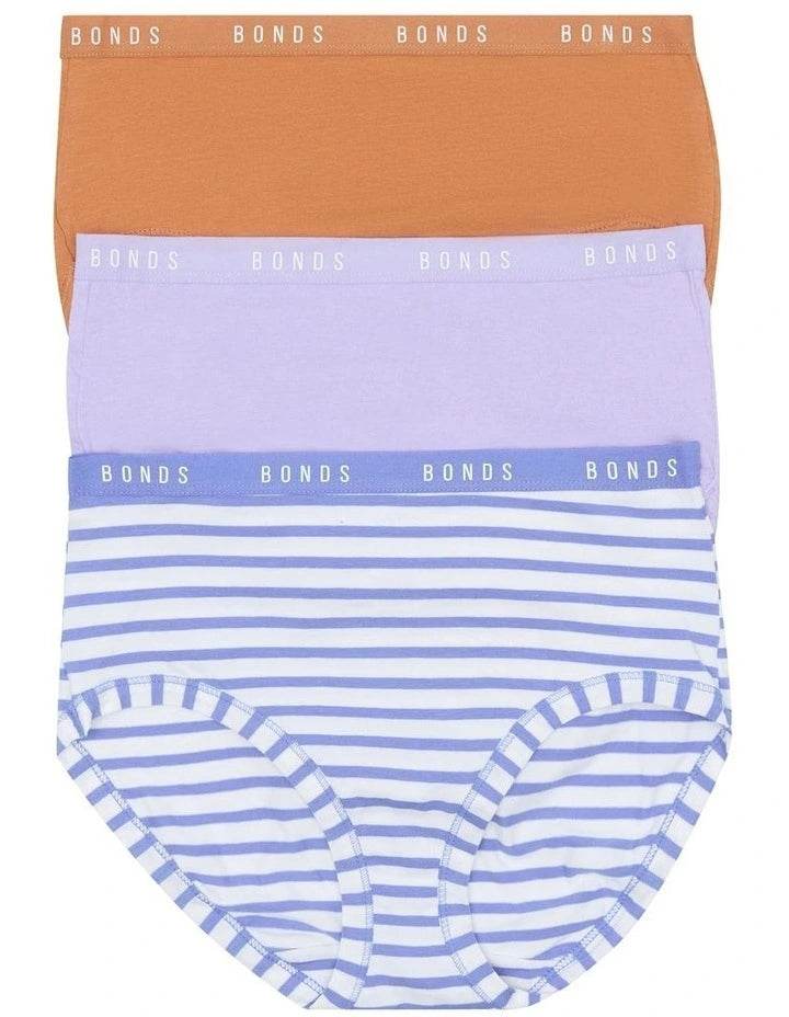 Bonds Womens Cottontails Full Brief 3 Pack - Still Life Stripe - Outlet Shop For Kids