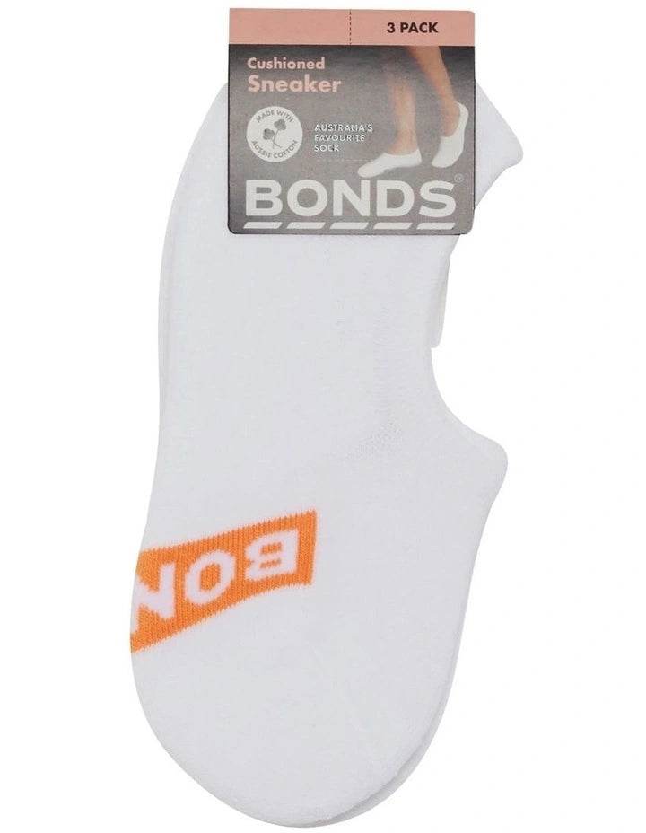 Bonds Women's Cushioned Sneaker Socks 3 Pack - White - Outlet Shop For Kids