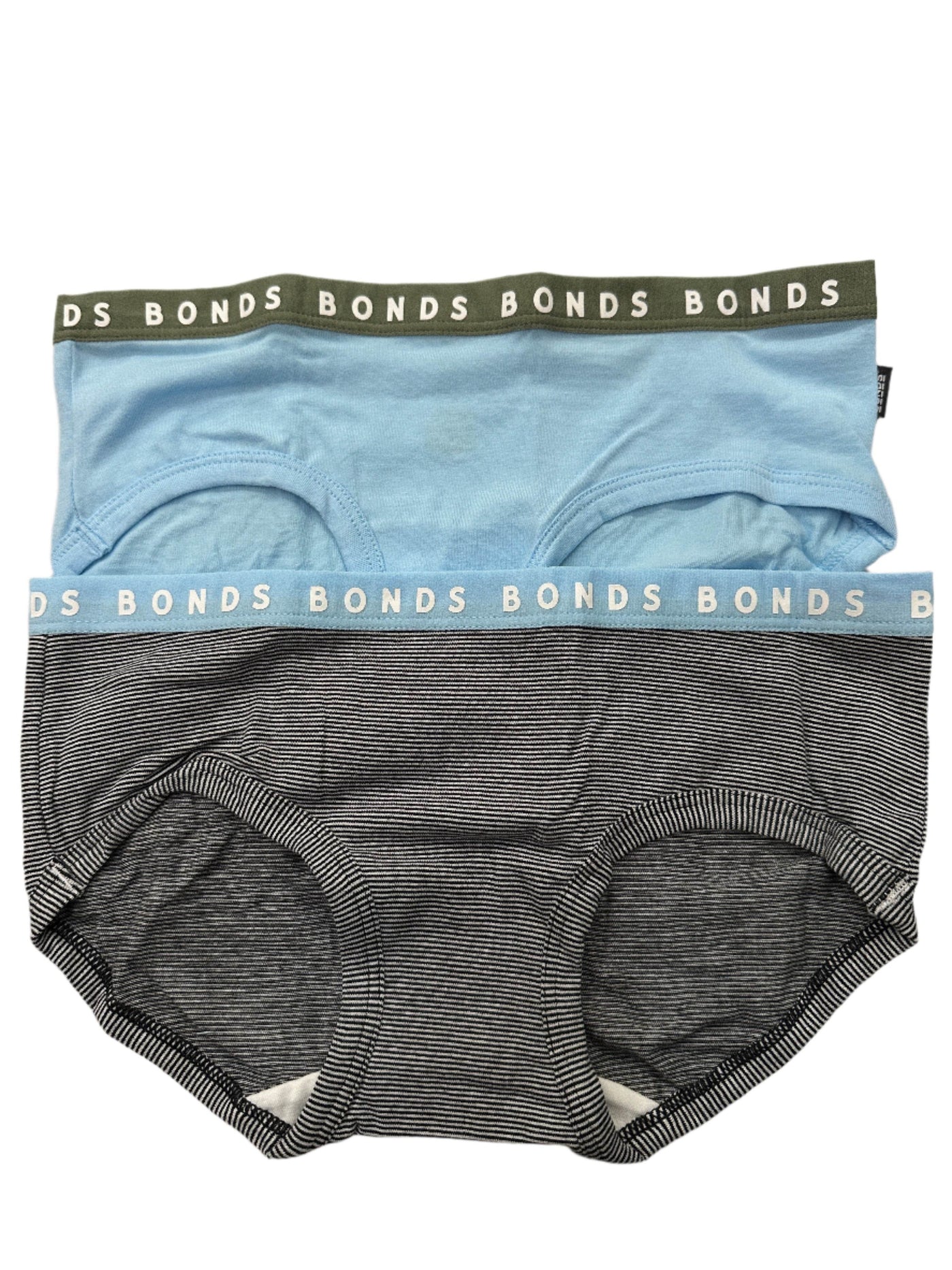 Bonds Womens Hipster Boyleg Briefs 2 Pack - Black White Stripe/Blue-Khaki - Outlet Shop For Kids