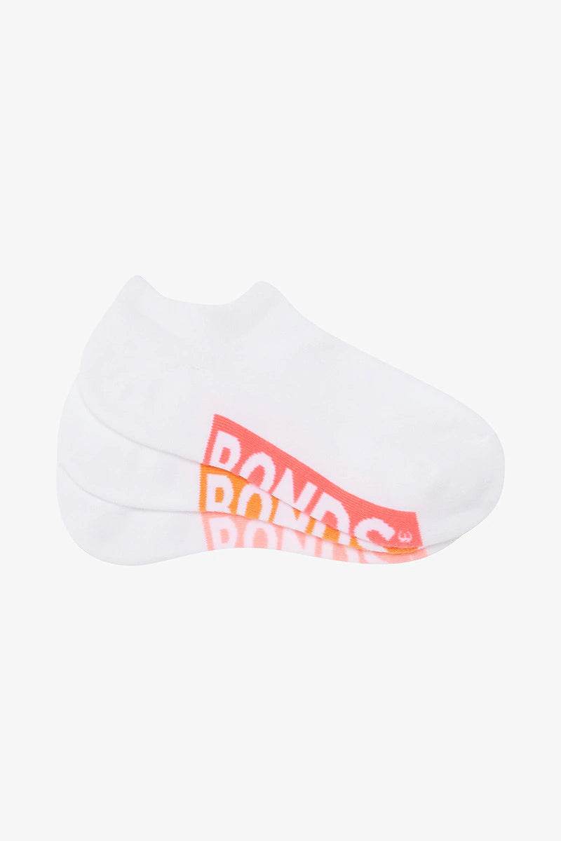 Bonds Womens Logo Cushioned No Show Socks 3 Pack - Love Bird / Normadic Orange / Raspberry Rave - Outlet Shop For Kids
