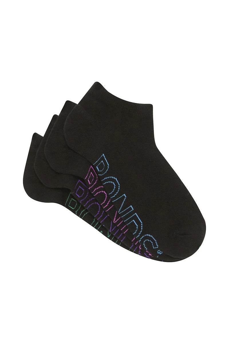 Bonds Women's Logo Light Low Cut Socks 4 Pack - Black Base - Outlet Shop For Kids