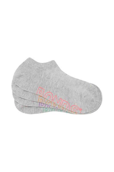 Bonds Womens Logo Light No Show Socks 4 Pack - Grey Base - Outlet Shop For Kids