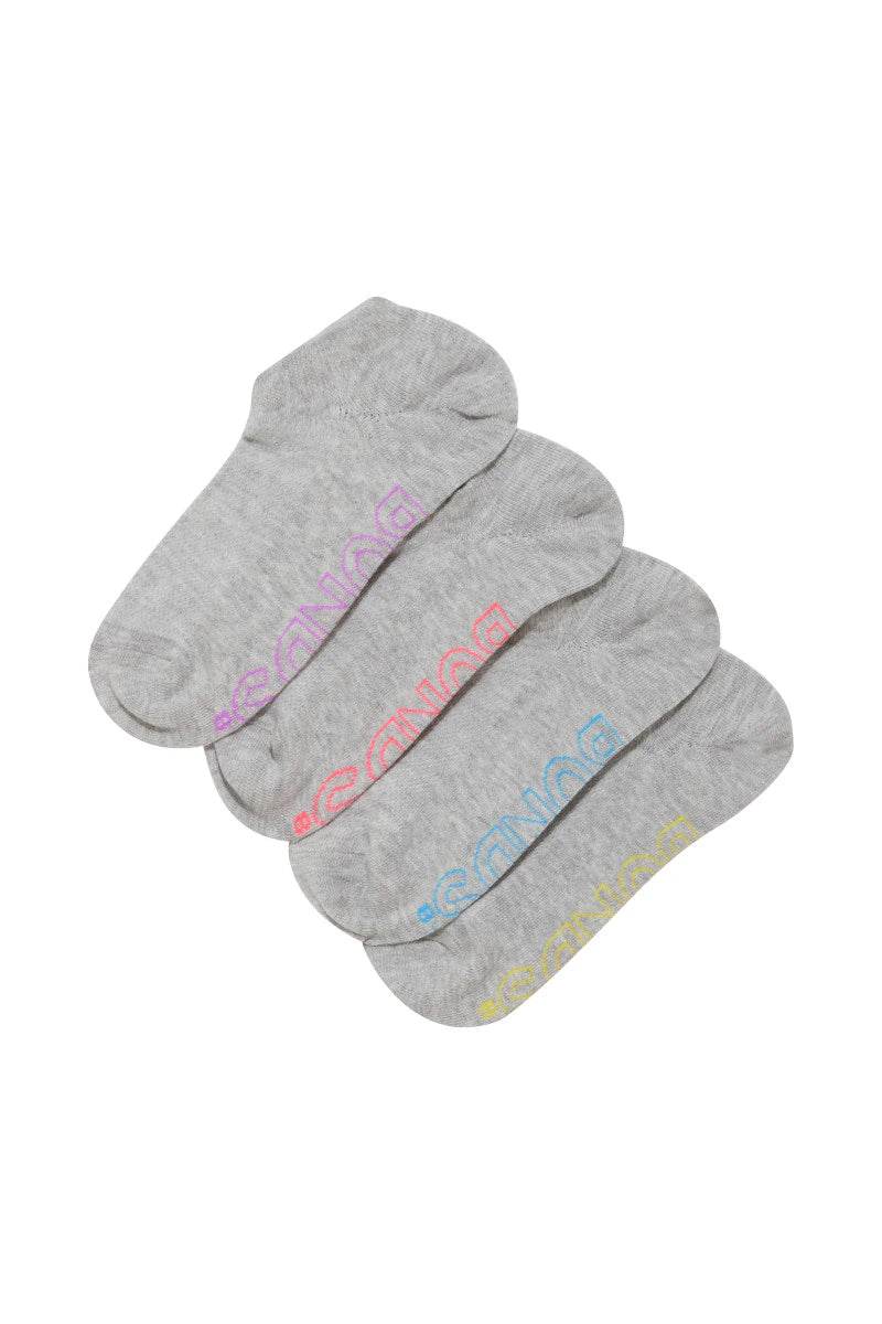 Bonds Women's Logo Light No Show Socks 4 Pack - Grey Base - Outlet Shop For Kids