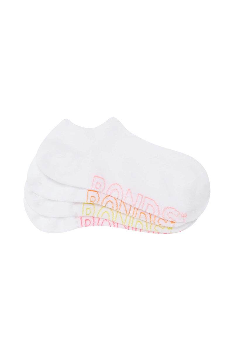 Bonds Womens Logo Light No Show Socks 4 Pack - White - Outlet Shop For Kids