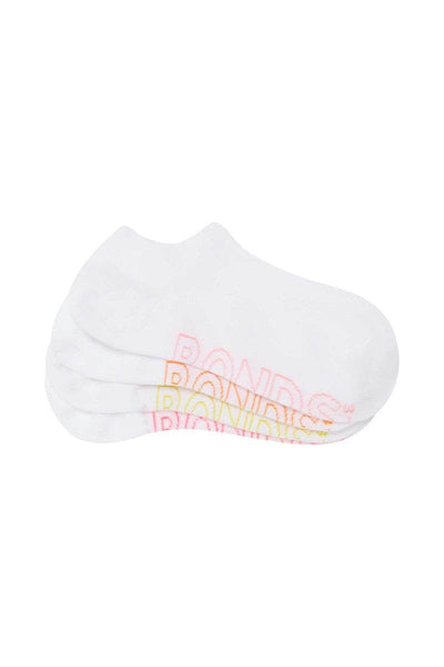 Bonds Womens Logo Light No Show Socks 4 Pack - White - Outlet Shop For Kids