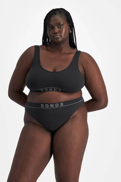 Bonds Womens Retro Rib Hi Hi Bikini - Black - Outlet Shop For Kids