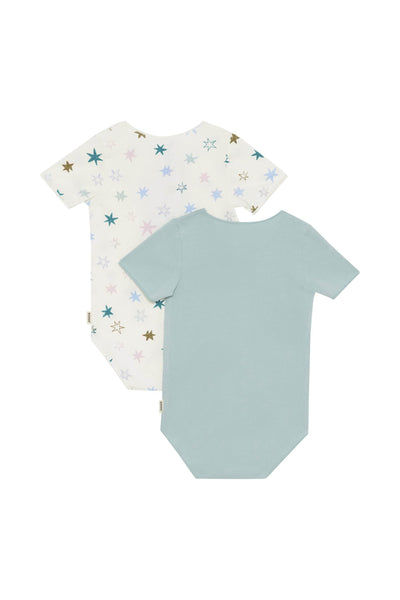 Bonds Wonderbodies Bodysuit 2 Pack - Dreamy Stardust/Green Forest - Outlet Shop For Kids