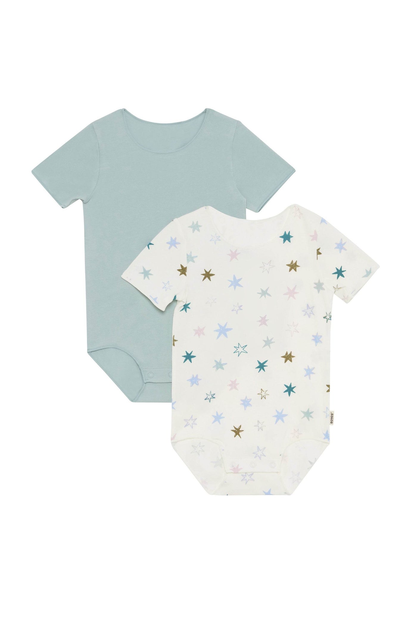 Bonds Wonderbodies Bodysuit 2 Pack - Dreamy Stardust/Green Forest - Outlet Shop For Kids