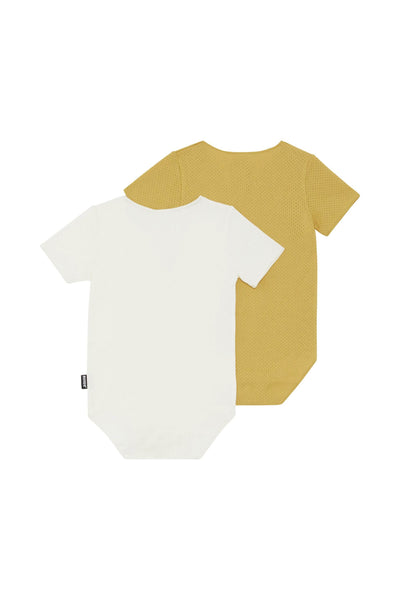 Bonds Wondercool Eyelet Bodysuit 2 Pack - Marscapone / Mustard Rush - Outlet Shop For Kids