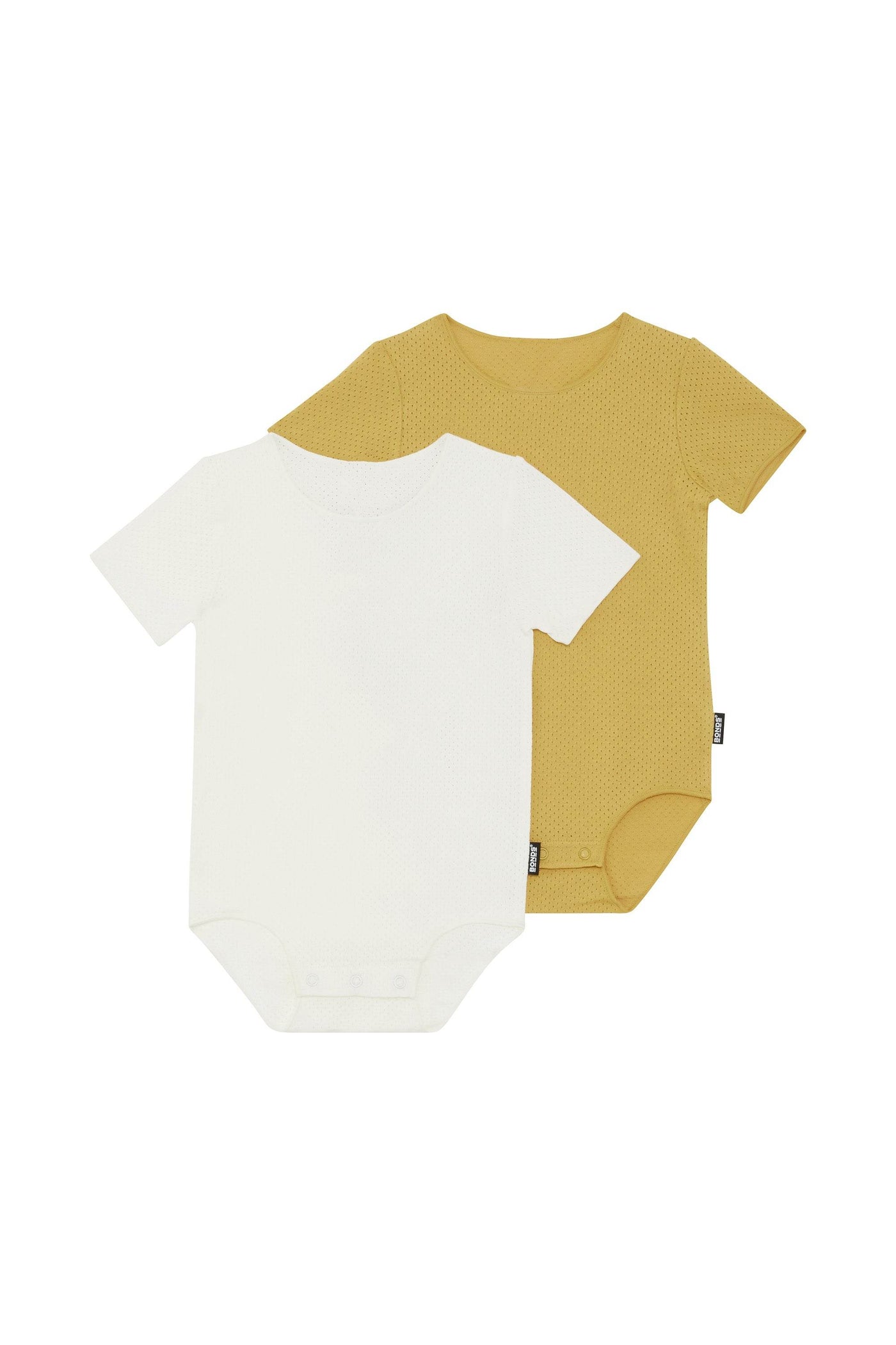 Bonds Wondercool Eyelet Bodysuit 2 Pack - Marscapone / Mustard Rush - Outlet Shop For Kids