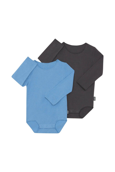 Bonds Wondercool Eyelet Long Sleeve Bodysuit 2 Pack - La Femme Nikitia / Blue Mylar - Outlet Shop For Kids