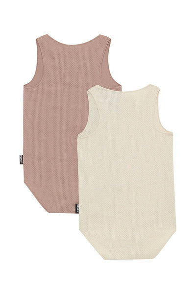 Bonds Wondercool Eyelet Singletsuit 2 Pack - Sesame Seed /Tuscan Sunset - Outlet Shop For Kids