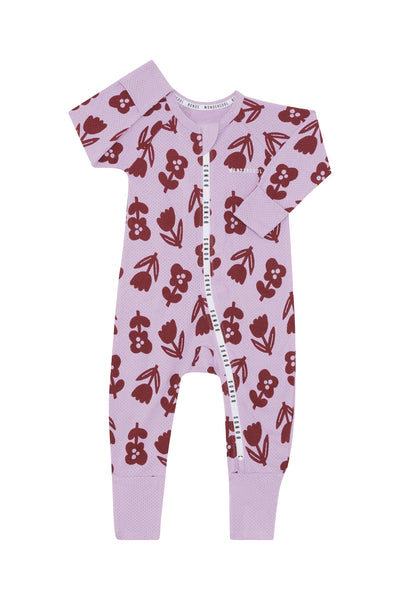 Bonds Wondercool Eyelet Zip Wondersuit - Topsy Turvy Tulip Lilac - Outlet Shop For Kids