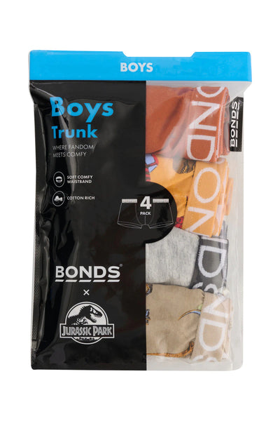 Bonds X Jurassic Park Boys Trunk 4 Pack - Incoming Dino