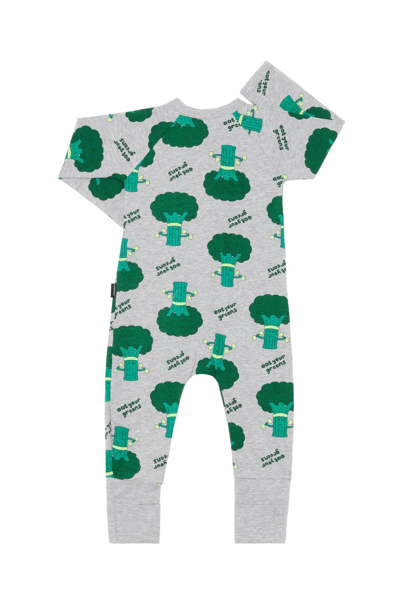 Bonds Zip Wondersuit - Eat Your Greens Grey Marle - Outlet Shop For Kids