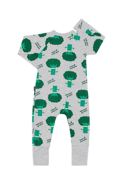 Bonds Zip Wondersuit - Eat Your Greens Grey Marle - Outlet Shop For Kids