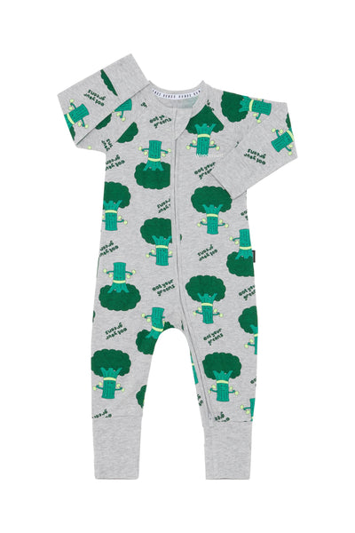 Bonds Zip Wondersuit - Eat Your Greens Grey Marle - Outlet Shop For Kids