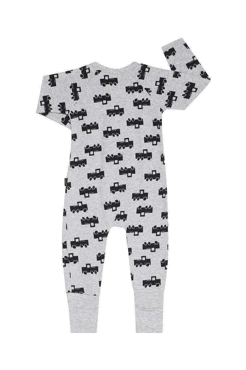 Bonds Zip Wondersuit - Stampy Trucks Grey Marle - Outlet Shop For Kids