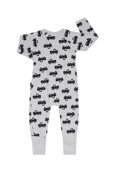 Bonds Zip Wondersuit - Stampy Trucks Grey Marle - Outlet Shop For Kids