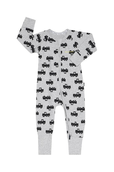 Bonds Zip Wondersuit - Stampy Trucks Grey Marle - Outlet Shop For Kids
