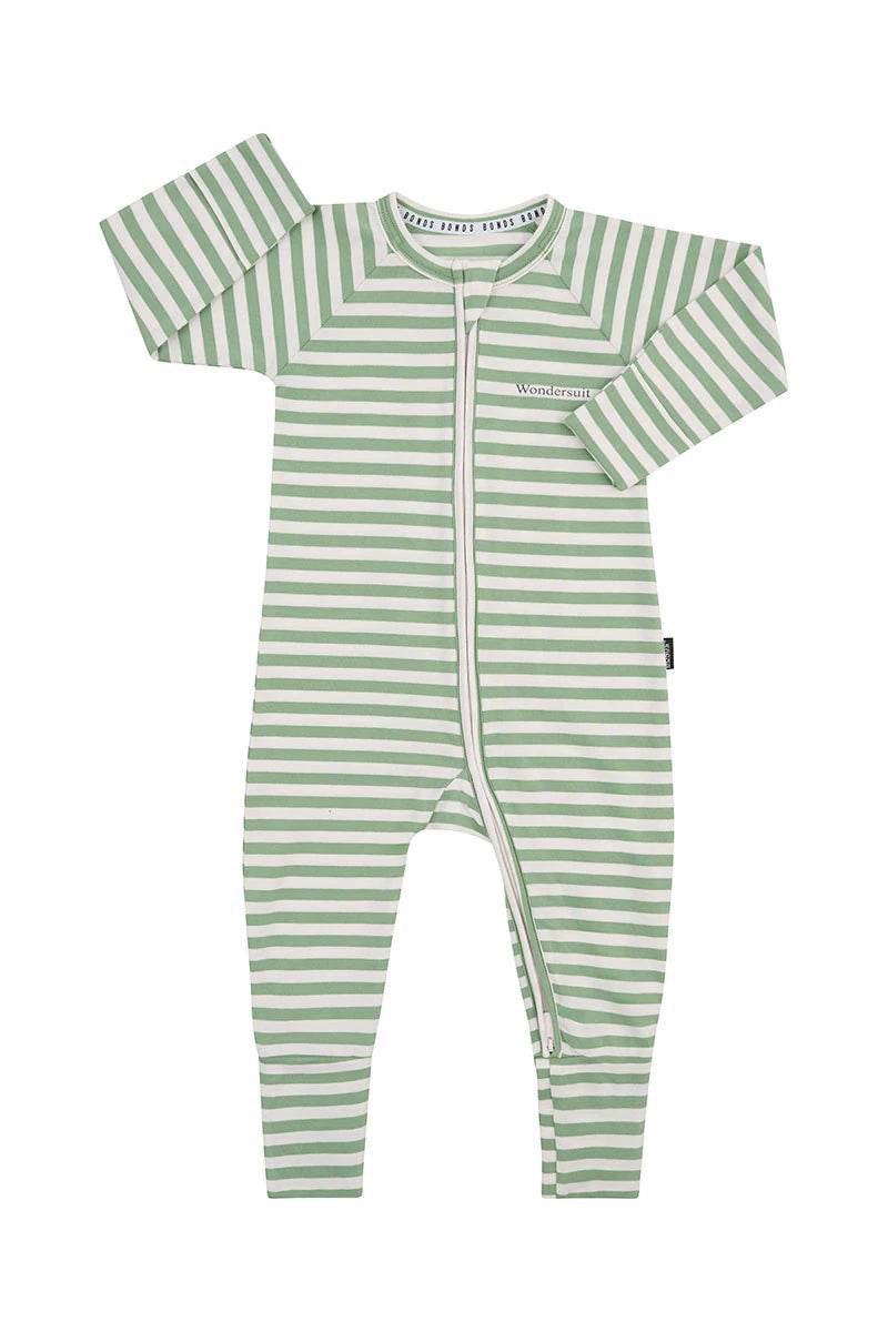 Bonds Zip Wondersuit - Stripe Green - Outlet Shop For Kids