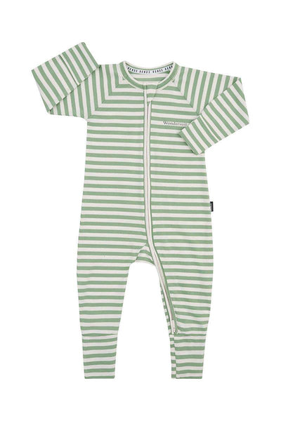 Bonds Zip Wondersuit - Stripe Green - Outlet Shop For Kids