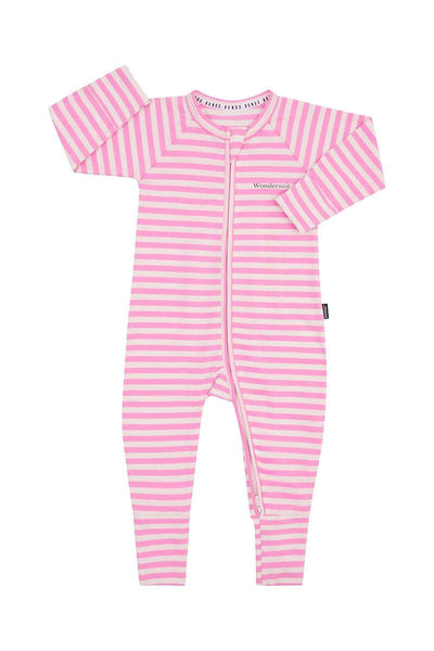 Bonds Zip Wondersuit - Stripe Pink - Outlet Shop For Kids