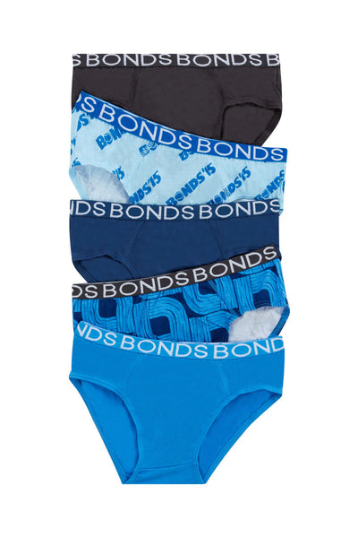 Bonds Boys Brief 5 Pack - On Your Marks