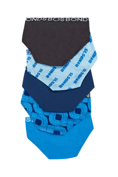 Bonds Boys Brief 5 Pack - On Your Marks
