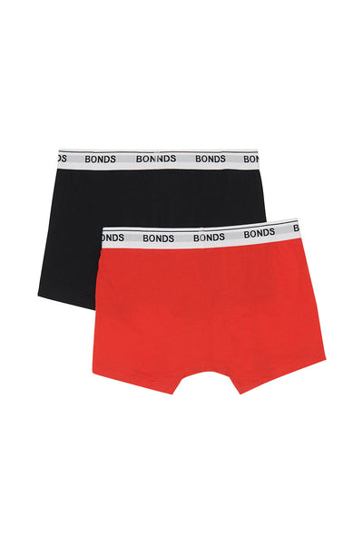 Bonds Boys Guyfront Trunk 2 Pack - Black/Red