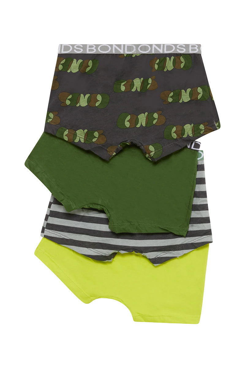 Bonds Boys Trunk 4 Pack - Bonds Bubble Green Stripes