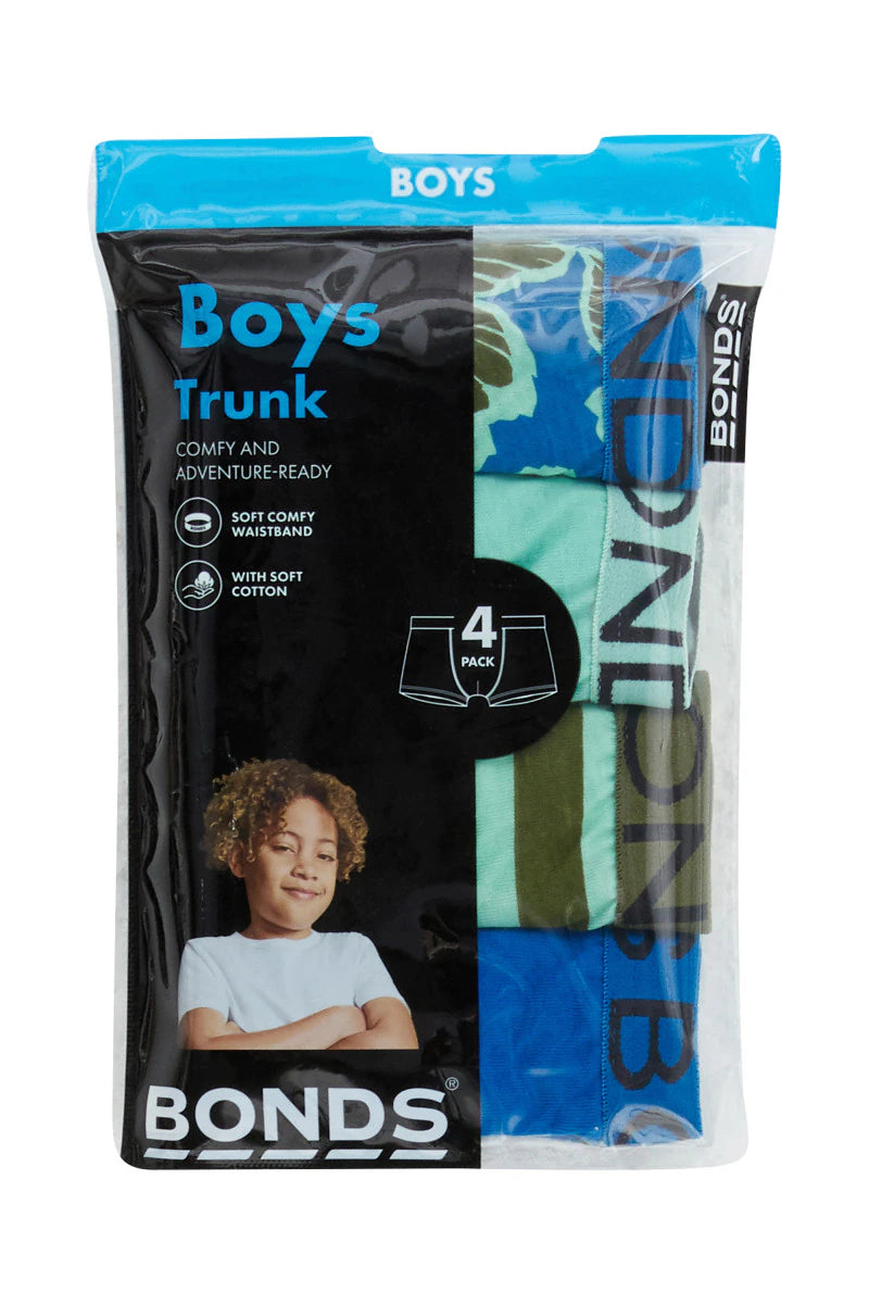 Bonds Boys Trunk 4 Pack - Mini Tropical Breeze