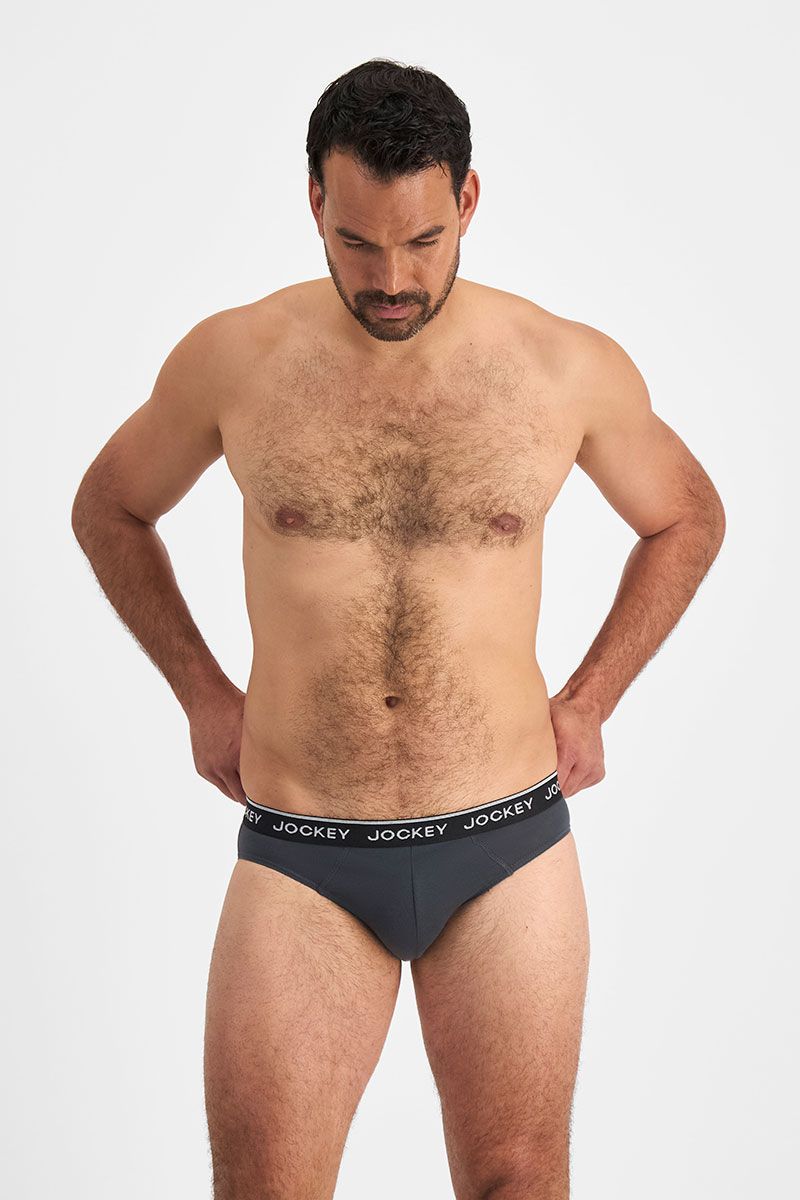 Jockey Men's 4 Pack Brief - Grey/Black/Charcoal