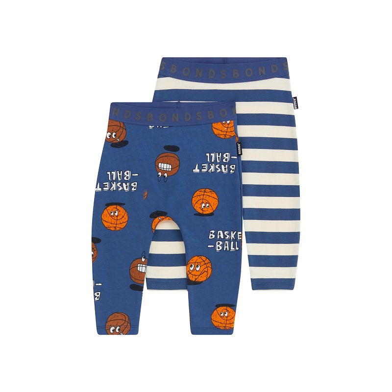 Bonds Roomies Legging 2 Pack - Bounce Club/Rugby Stripe