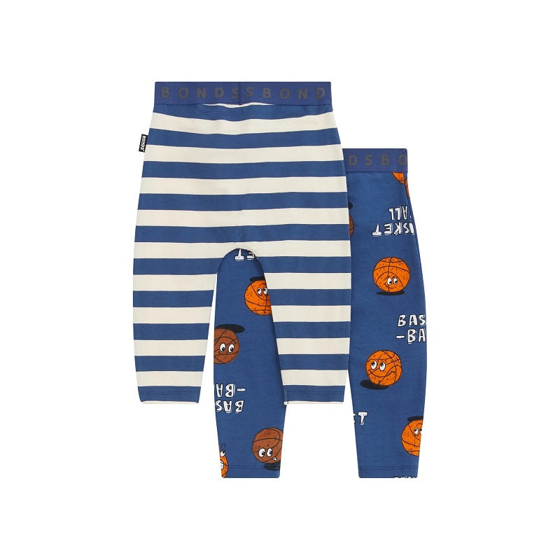 Bonds Roomies Legging 2 Pack - Bounce Club/Rugby Stripe